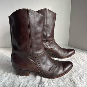 Men’s Brown Leather Ankle Boots Size 9.5 Made In Mexico
